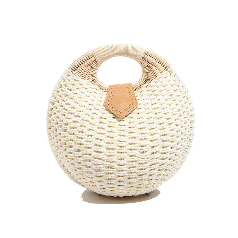 Celvera Tas Dames - Ronde Gevlochten Tas met Houten Handvat | Zomer