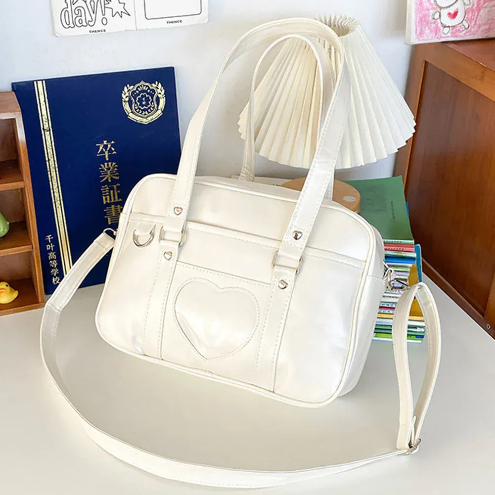 Celvera Tas Dames - Rechthoekige Schoudertas met Hart Detail | Kawaii