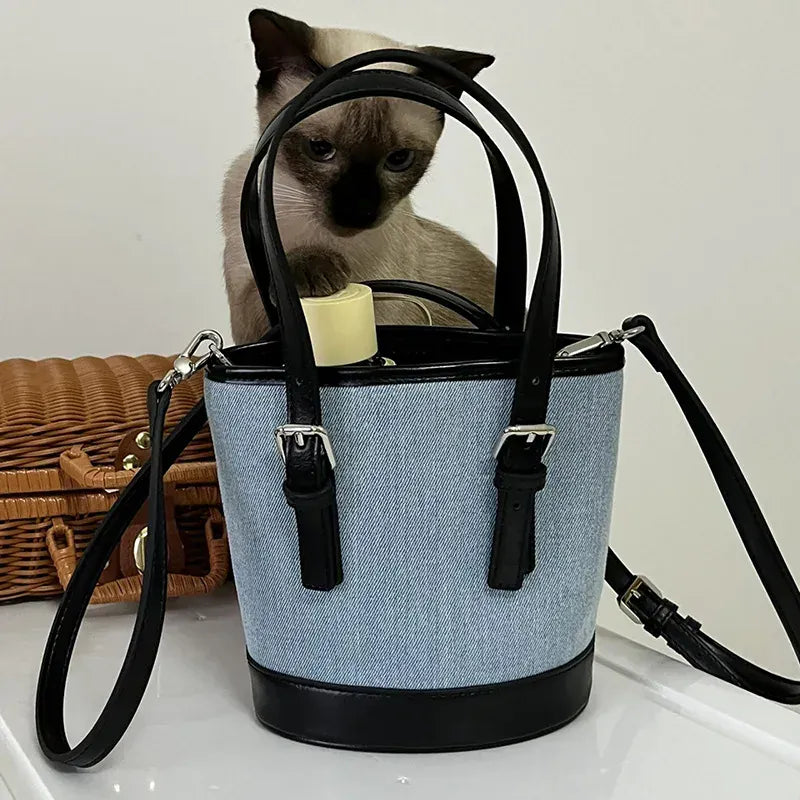 Celvera Tas Dames - Bucket Bag met Contrast Rand en Gespen | Casual