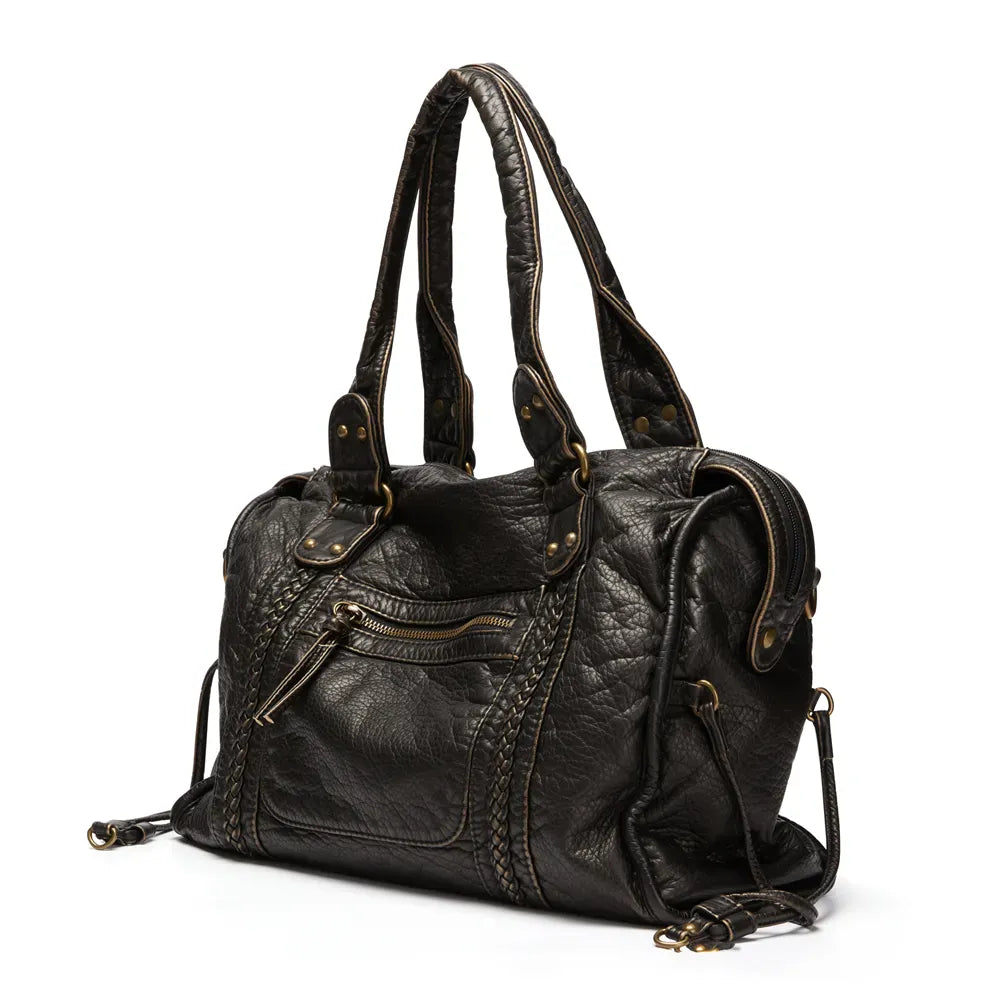 Celvera Tas Dames - Ruime Handtas met Gevlochten Details en Frontritsvak | Vintage