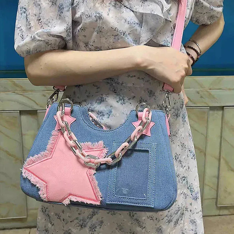 Celvera Tas Dames - Y2K Handtas met Sterren en Ketting | Opvallend