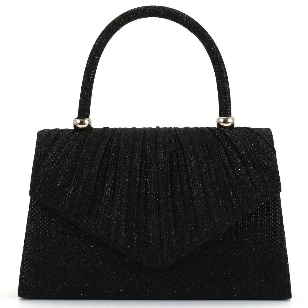 Celvera Tas Dames - Glitter Avondtasje met Geplooide Klep en Handvat | Chique