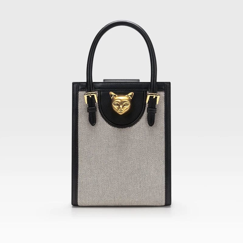 Celvera Handtas Dames - Mini Tote Bag met Gouden Kattenslot | Chique