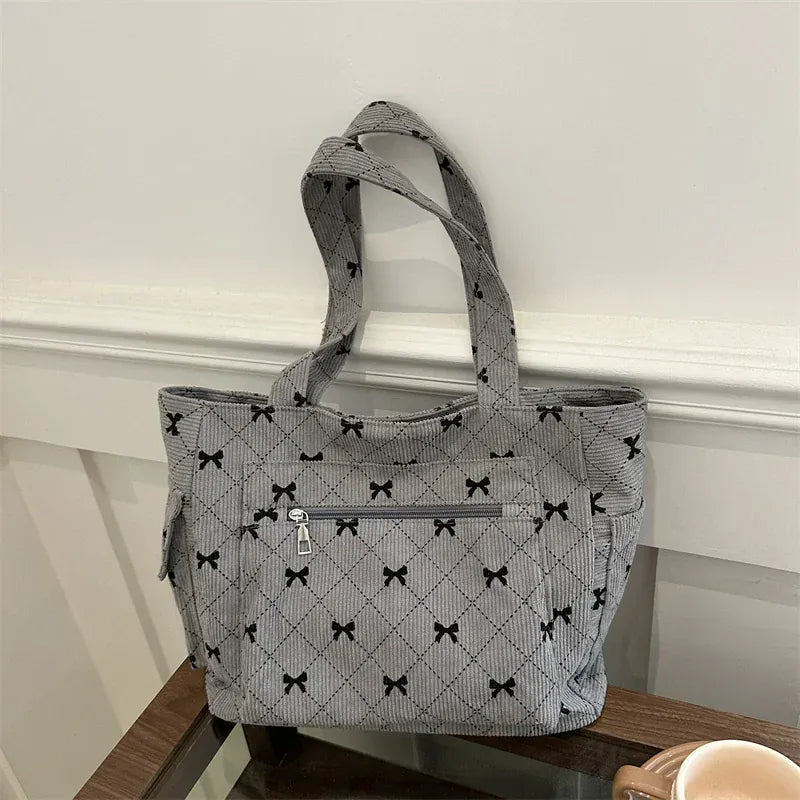 Celvera Shopper Dames - Gewatteerde Tote Bag met Strikjesprint | Casual