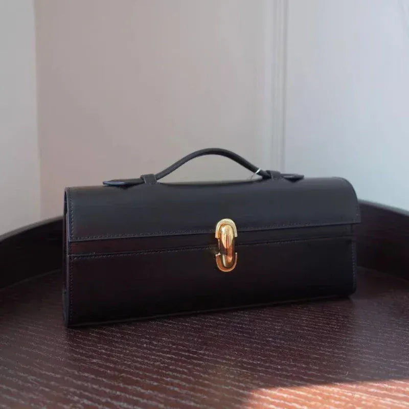 Celvera Tas Dames - Langwerpige Clutch met Gouden Sluiting en Handvat | Chique