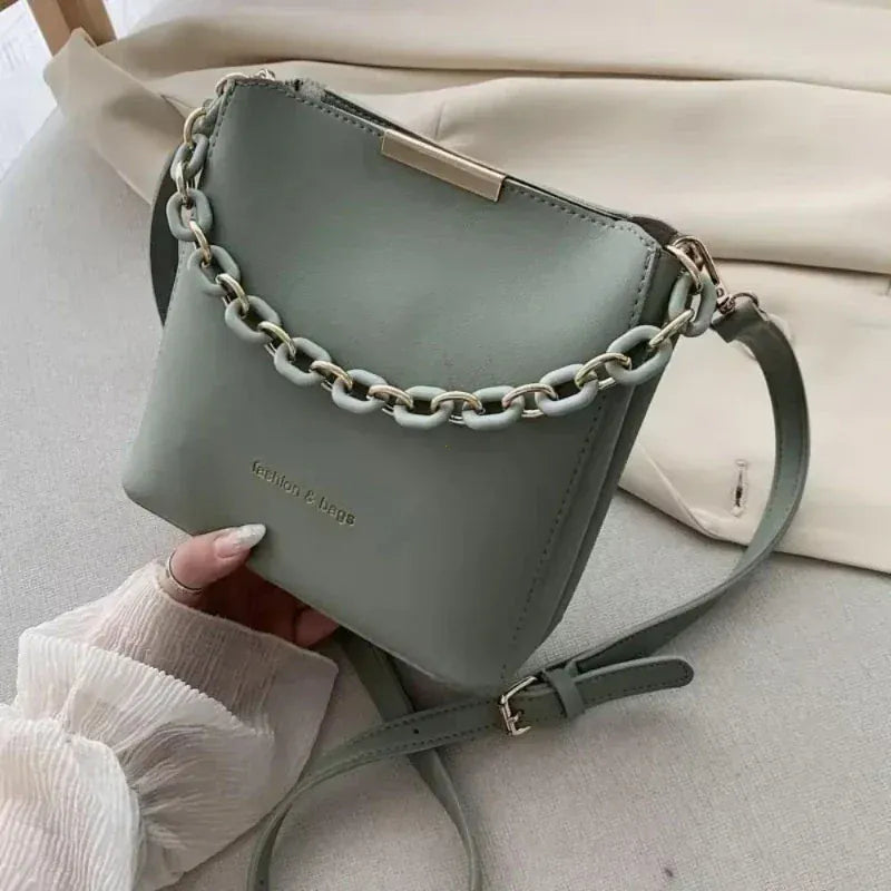 Celvera Tas Dames - Strakke Bucket Bag met Dikke Ketting en Riem | Chique