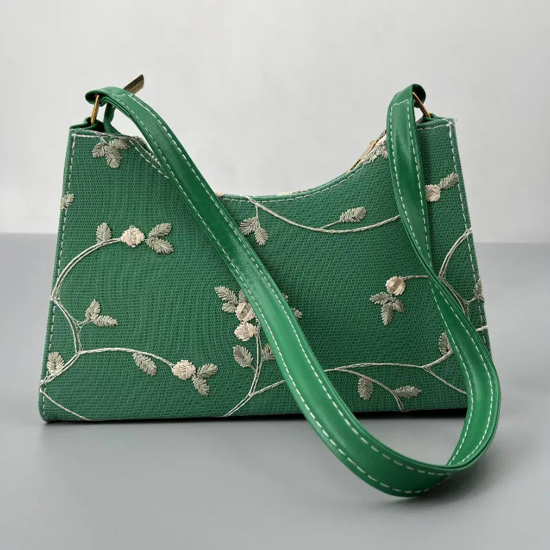 Celvera Tas Dames - Elegante Schoudertas met Bloemen Borduursel | Klassiek