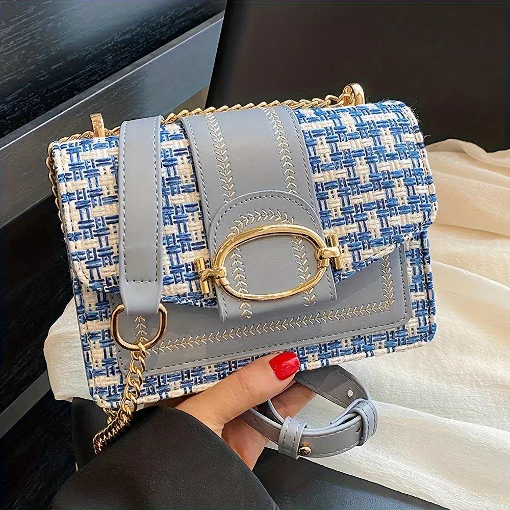Celvera Tas Dames - Flap Tas met Contrast Band en Gouden Ring | Klassiek