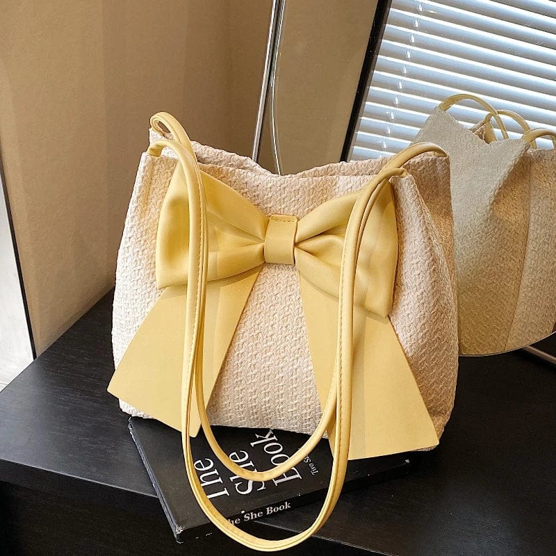 Celvera Tas Dames - Gevlochten Shopper met Oversized Strik | Zomer