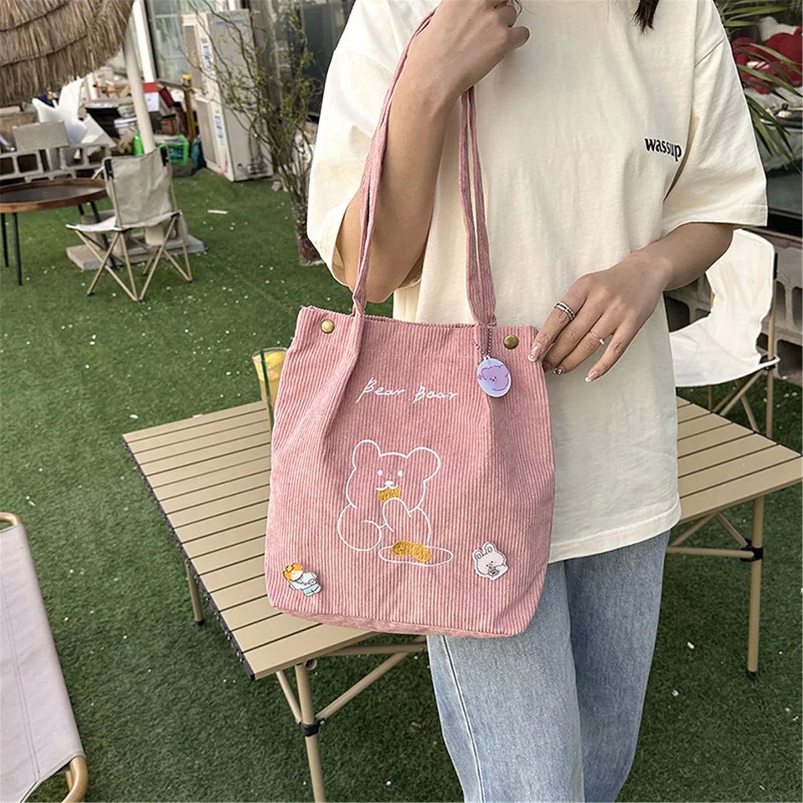 Celvera Tas Dames - Schoudertas met Beertje Applicatie | Casual