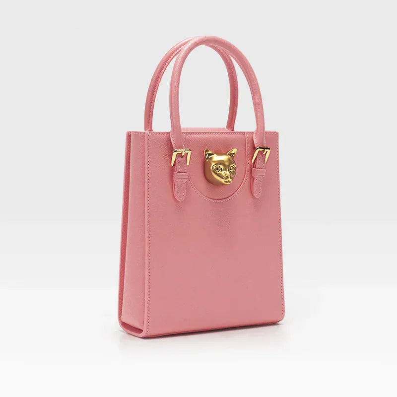Celvera Handtas Dames - Mini Tote Bag met Gouden Kattenslot | Chique
