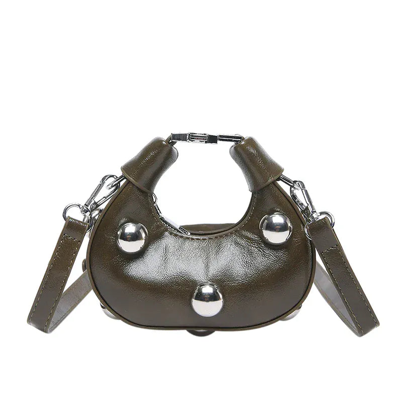 Celvera Tas Dames - Mini Crossbody met Zilveren Bolstuds en Ring | Stoer
