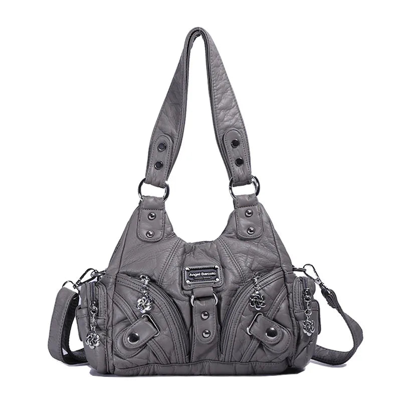 Tas Dames - Schoudertas met Dierenprint en Zilveren Hardware | Casual