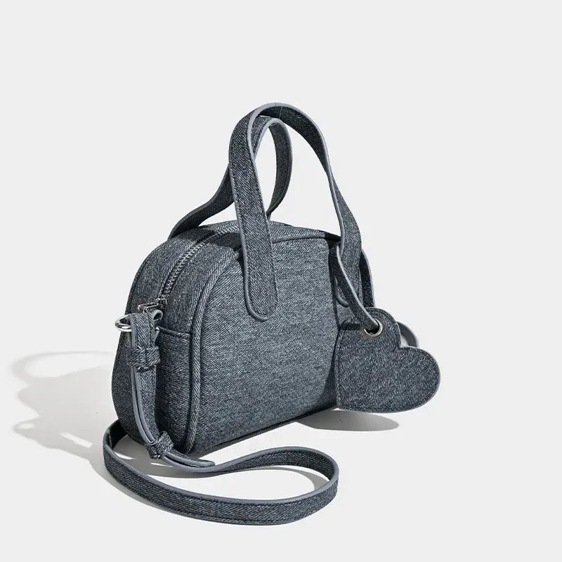 Celvera Tas Dames - Mini Bowlingtas met Hart Bedeltje en Knoopjes | Casual