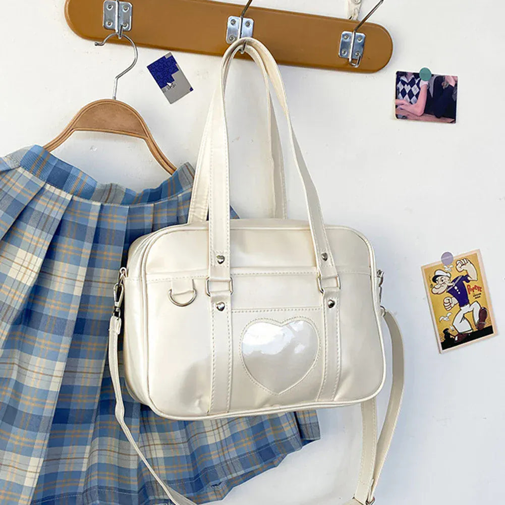 Celvera Tas Dames - Rechthoekige Schoudertas met Hart Detail | Kawaii