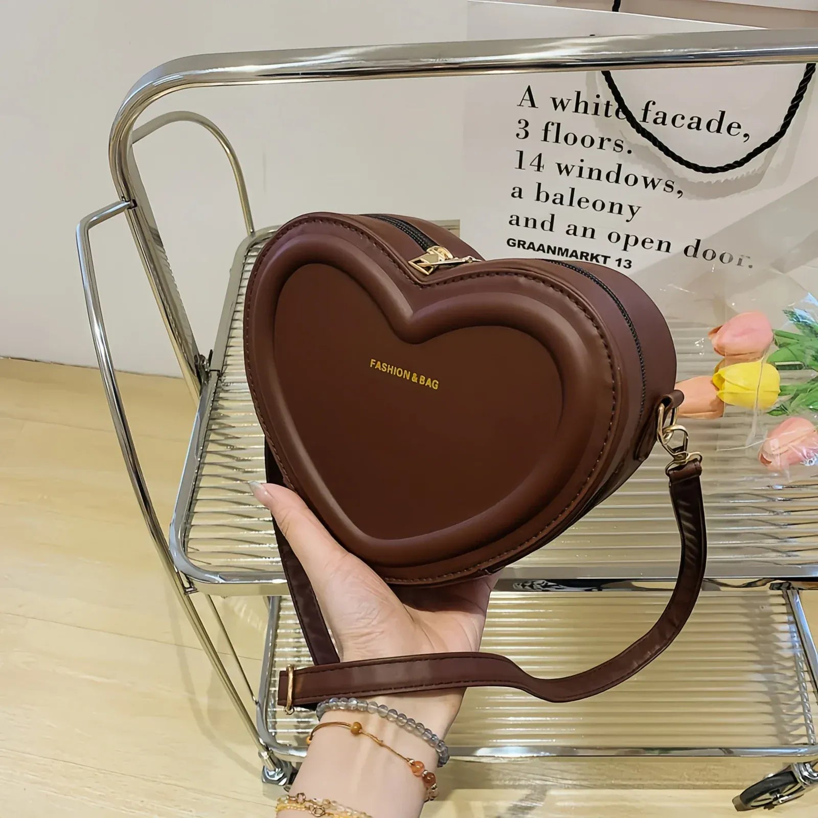 Celvera Schoudertas Dames - Hartvormig Design met Rits | Crossbody