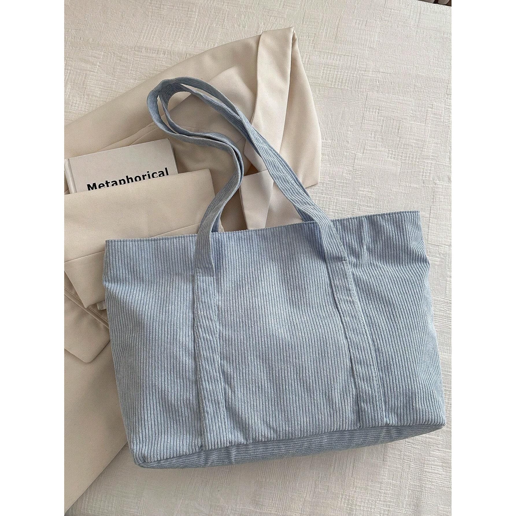 Celvera Tote Bag van Ribfluweel met Ruim Voorvak