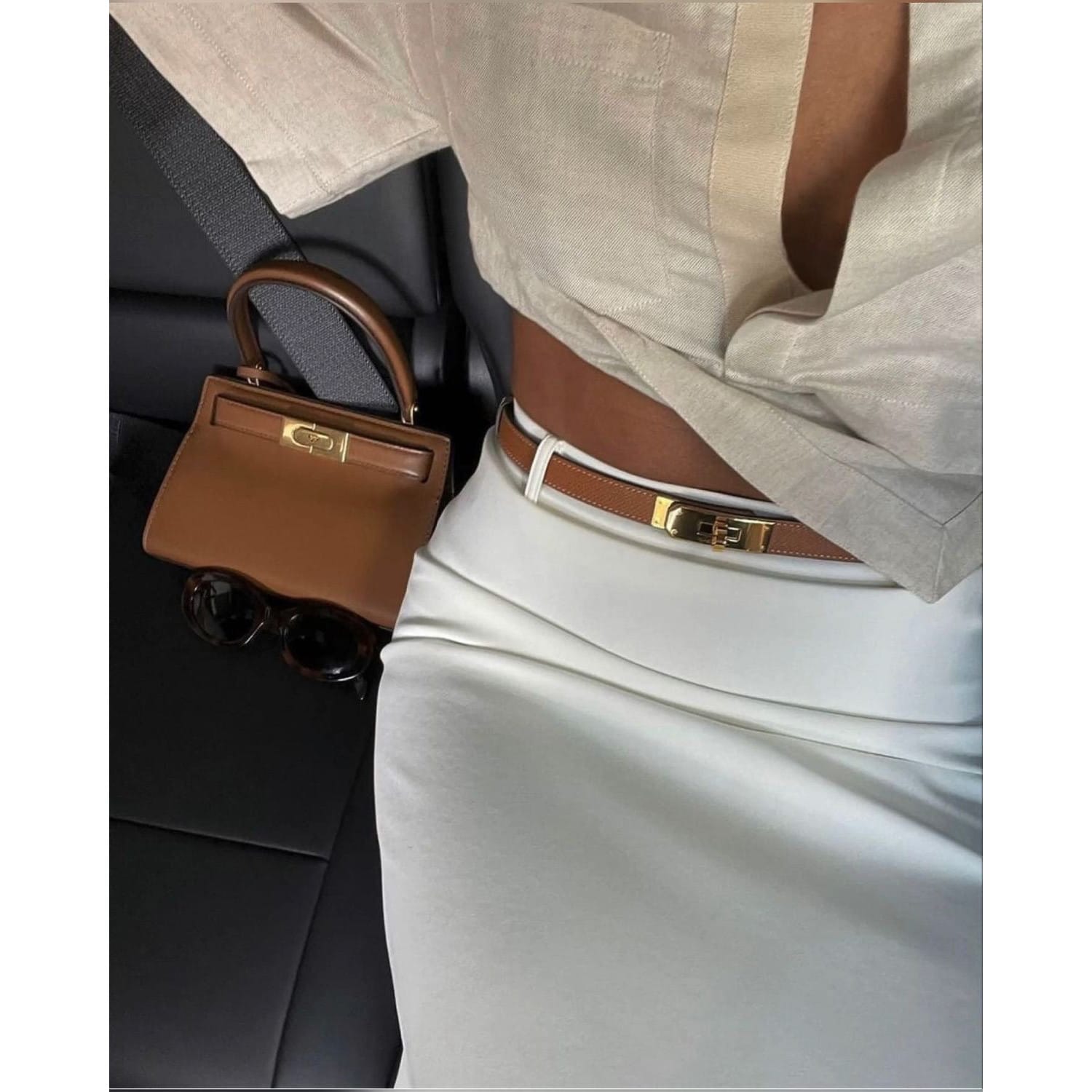 Celvera Riem, Kelly stijl gesp, leer, bruin, zwart of taupe, dames