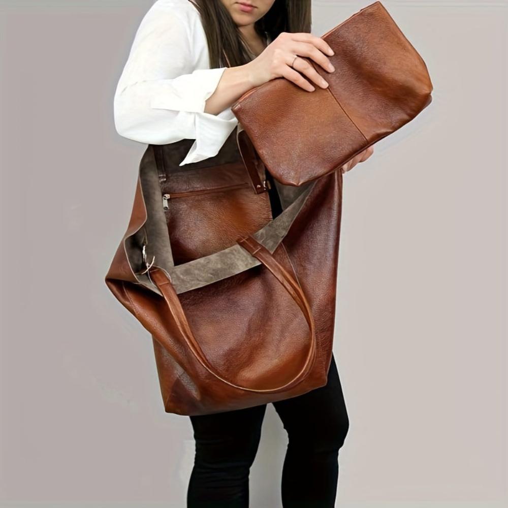Celvera Tas Dames - Oversized Zachte Shopper met Ringdetail en Dubbele Riem | Casual