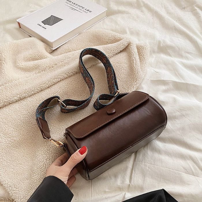 Celvera Tas Dames - Cilindervormige Crossbody met Brede Bedrukte Riem | Casual