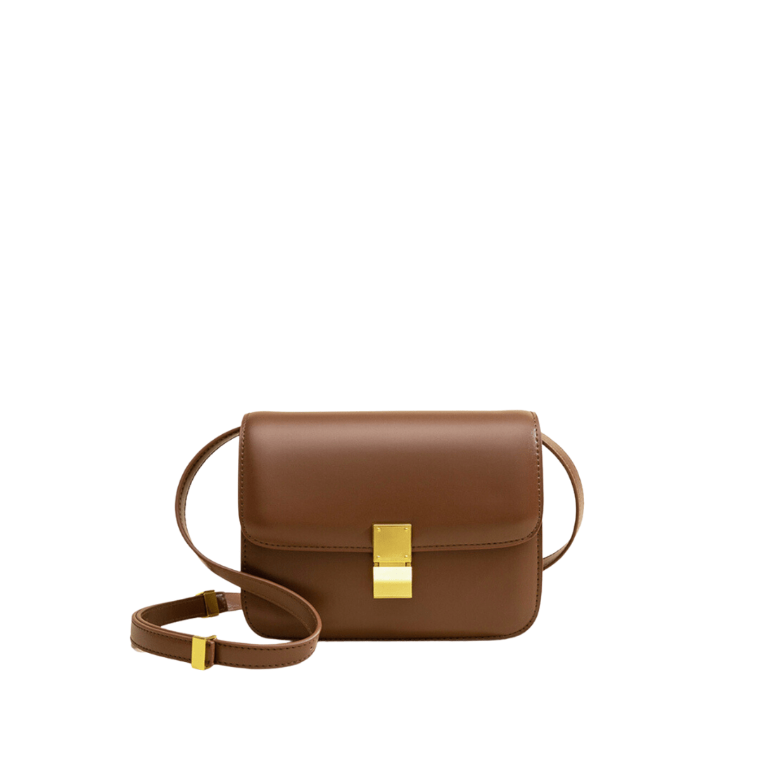 Celvera Tas Dames - Compacte Crossbody met Klepje en Goudkleurig Slot | Chique