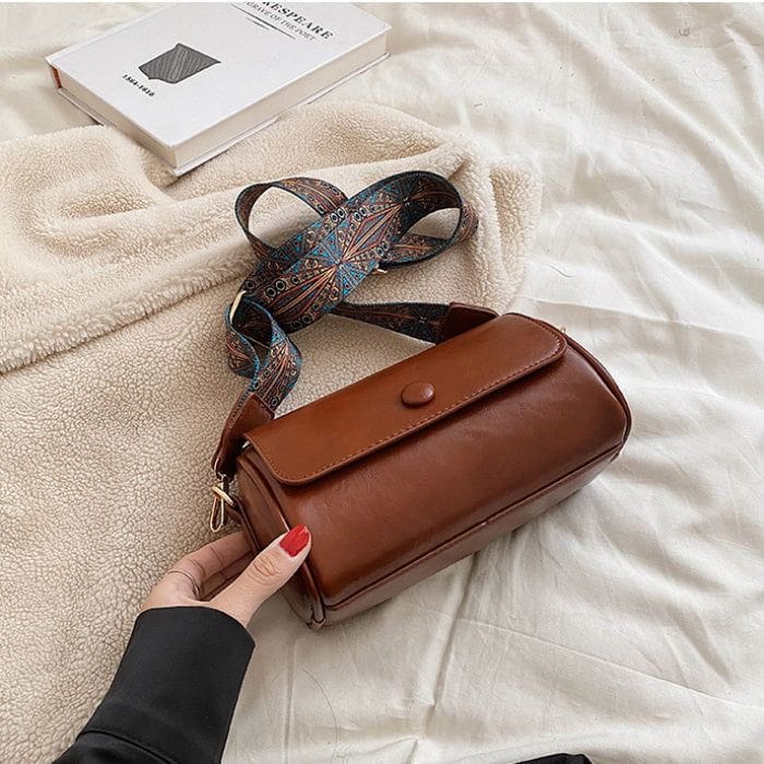 Celvera Tas Dames - Cilindervormige Crossbody met Brede Bedrukte Riem | Casual
