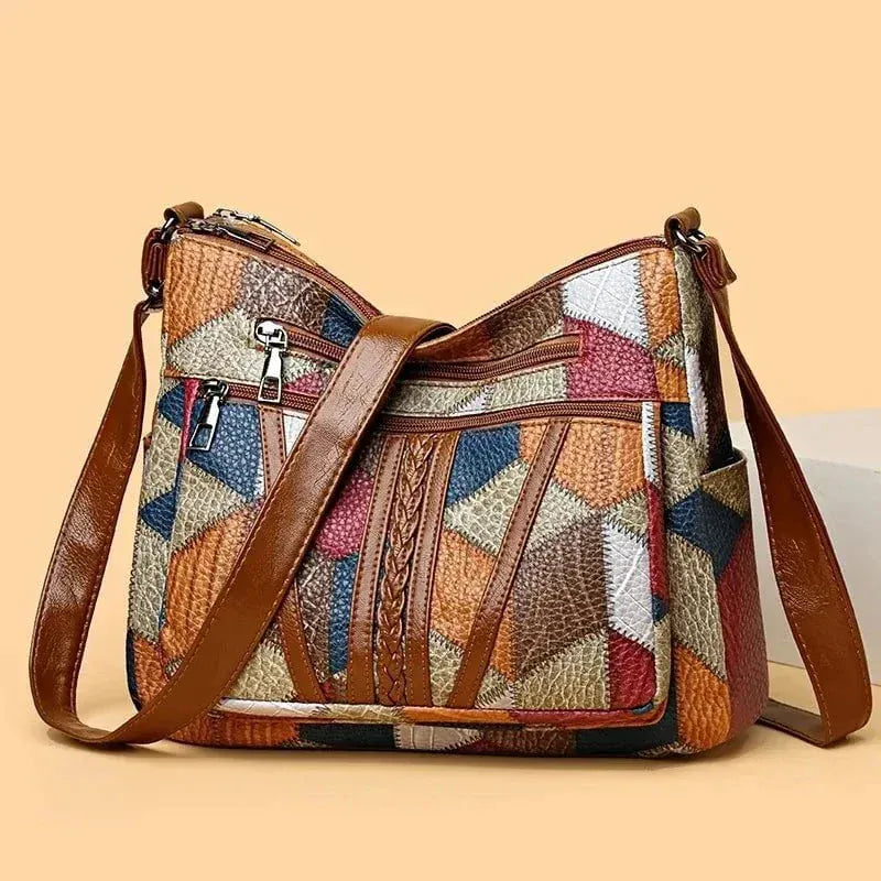Celvera Tas Dames - Patchwork Crossbody met Meerdere Vakken Detail | Gevlochtenl