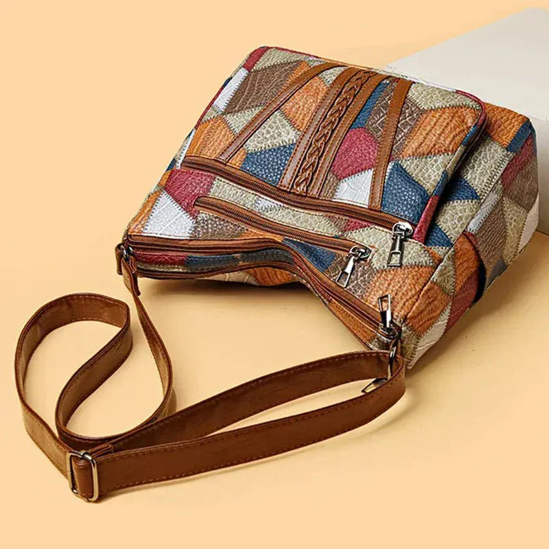 Celvera Tas Dames - Patchwork Crossbody met Meerdere Vakken Detail | Gevlochtenl