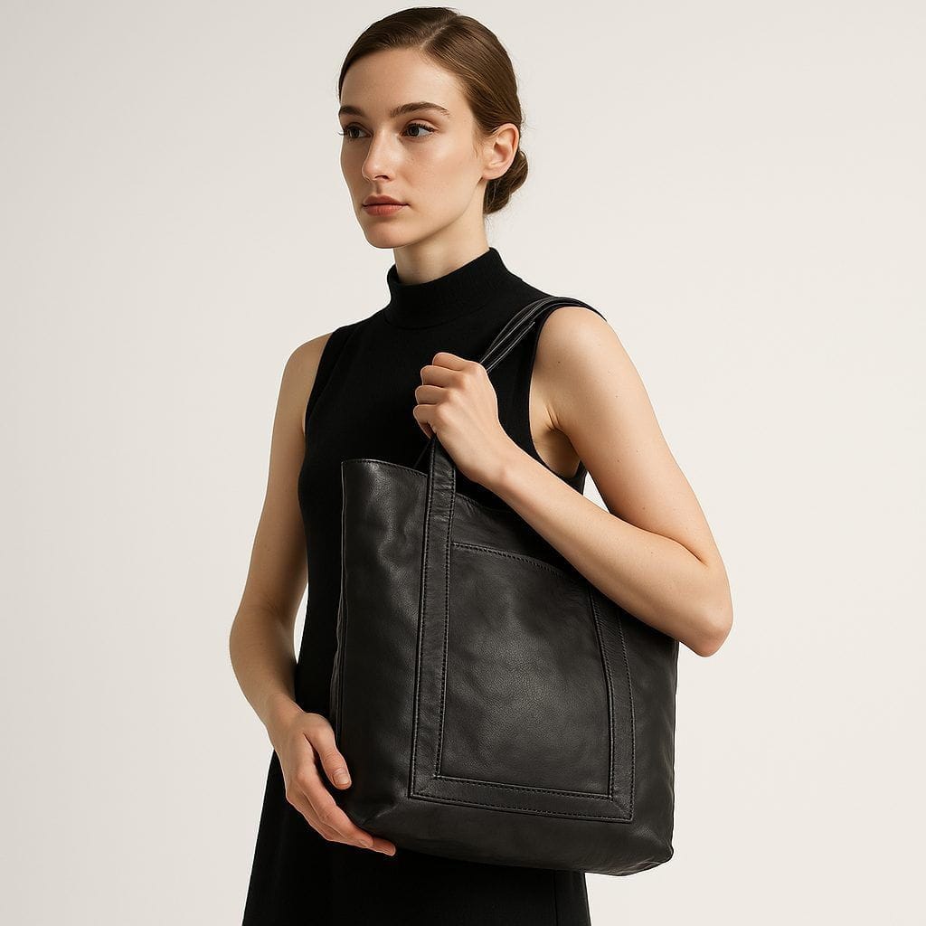 Celvera Tas Dames - Grote Gestructureerde Shopper met Frontpaneel en Dubbele Riem | Chic