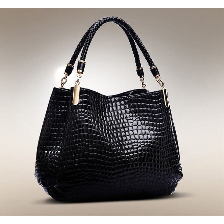 Celvera Tas Dames - Glanzende Handtas met Reliefstructuur en Gevlochten Handvat | Chic