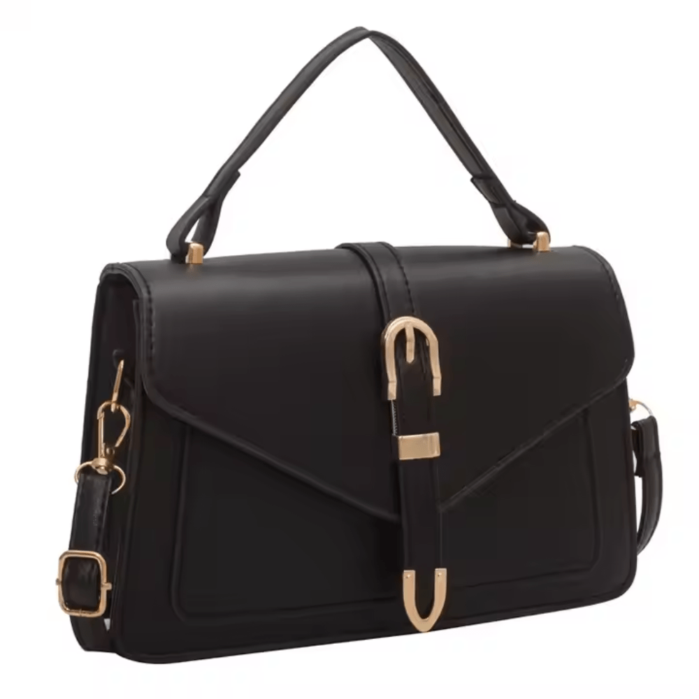 Celvera Tas Dames - Gestructureerde Flap Bag met Gouden Gesp en Draaggreep | Chique