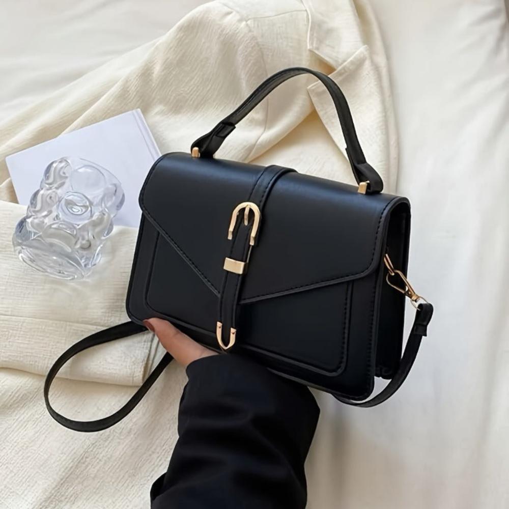 Celvera Tas Dames - Klep Handtas met Gouden Gespdetail en Schouderriem | Chic