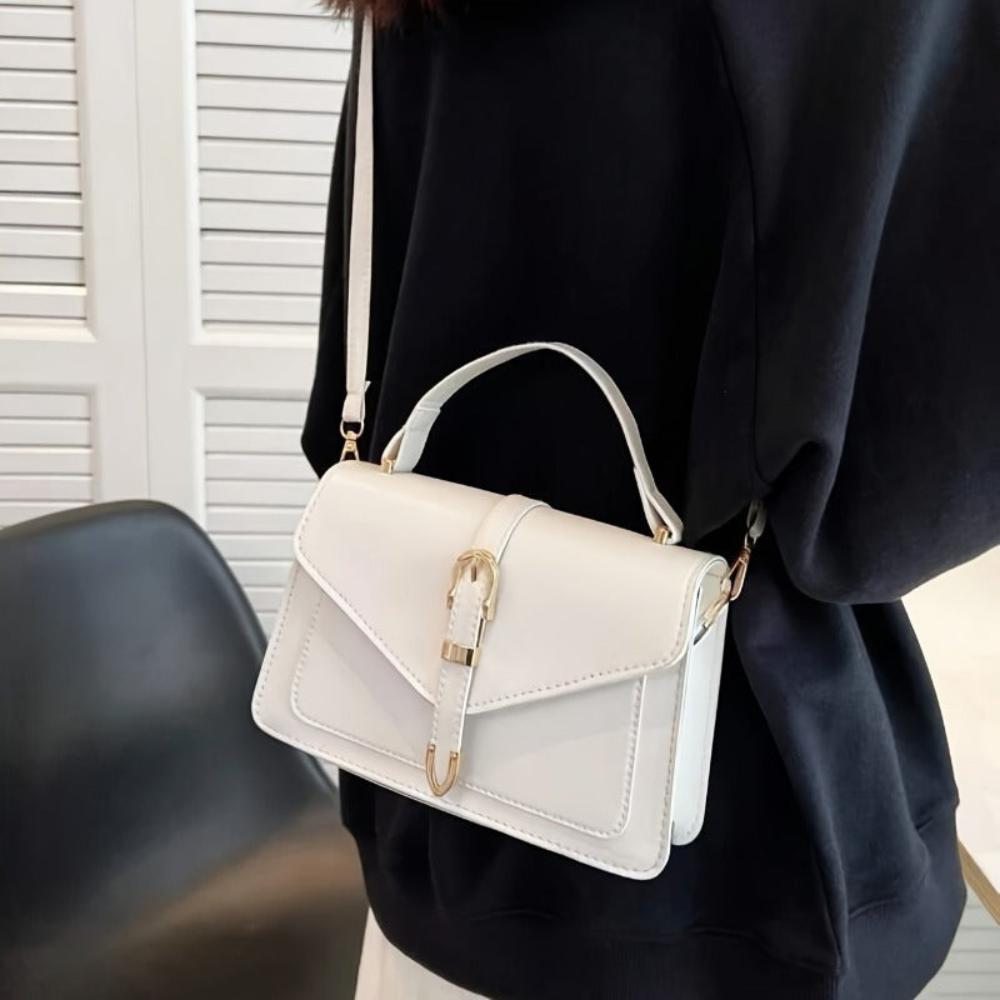 Celvera Tas Dames - Gestructureerde Flap Bag met Gouden Gesp en Draaggreep | Chique