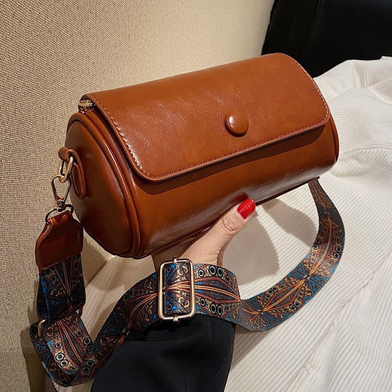 Celvera Tas Dames - Cilindervormige Crossbody met Brede Bedrukte Riem | Casual