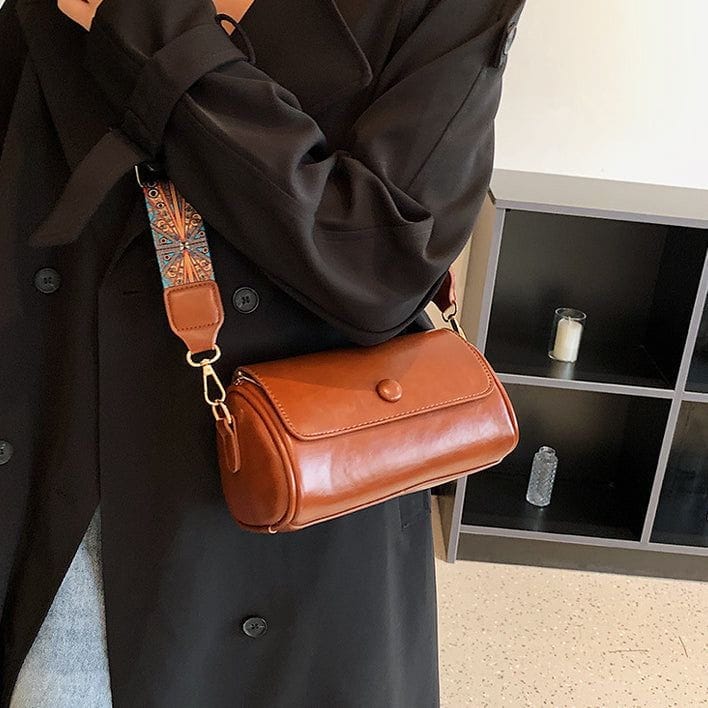 Celvera Tas Dames - Cilindervormige Crossbody met Brede Bedrukte Riem | Casual