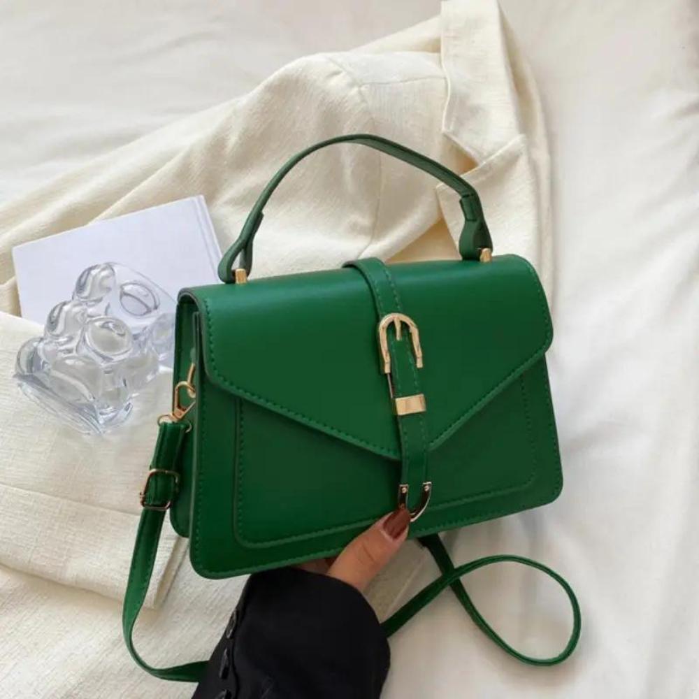 Celvera Tas Dames - Gestructureerde Flap Bag met Gouden Gesp en Draaggreep | Chique