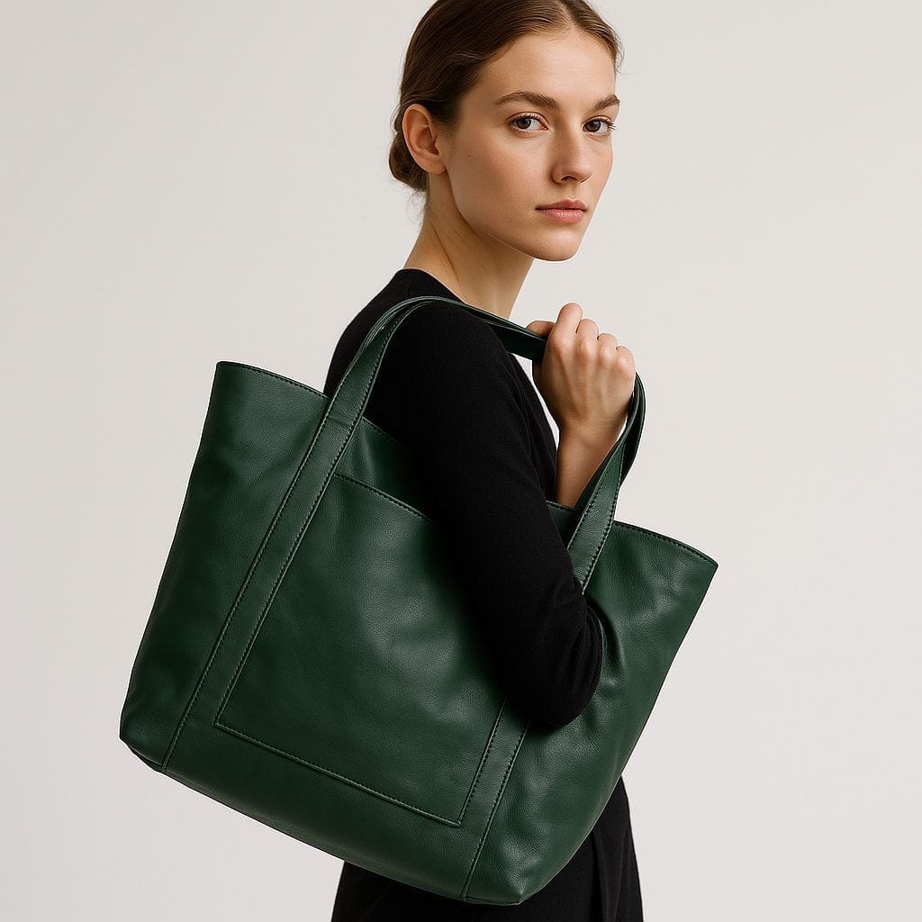 Celvera Tas Dames - Grote Gestructureerde Shopper met Frontpaneel en Dubbele Riem | Chic