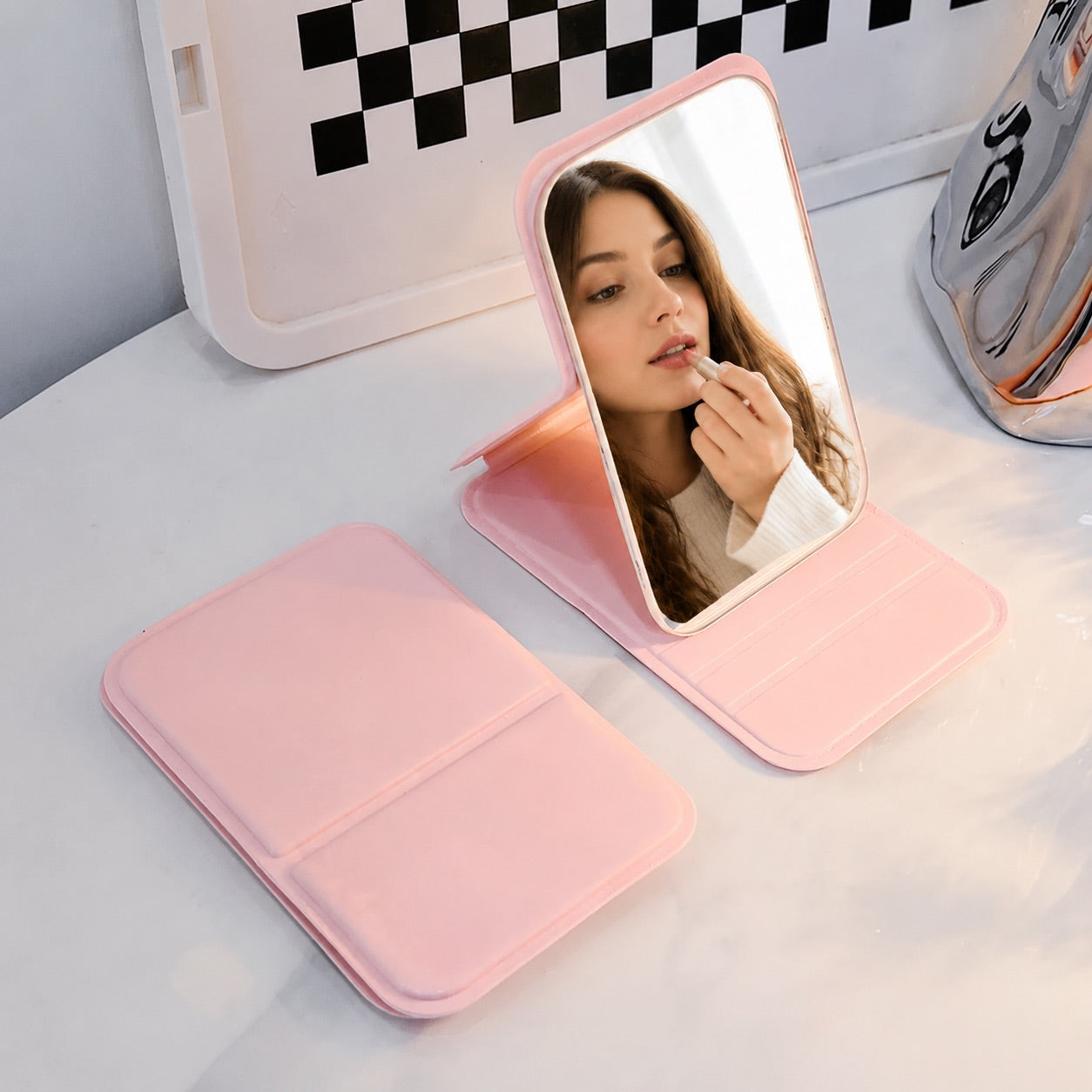 Opvouwbare make-up spiegel – mini draagbare spiegel voor reizen & desktop