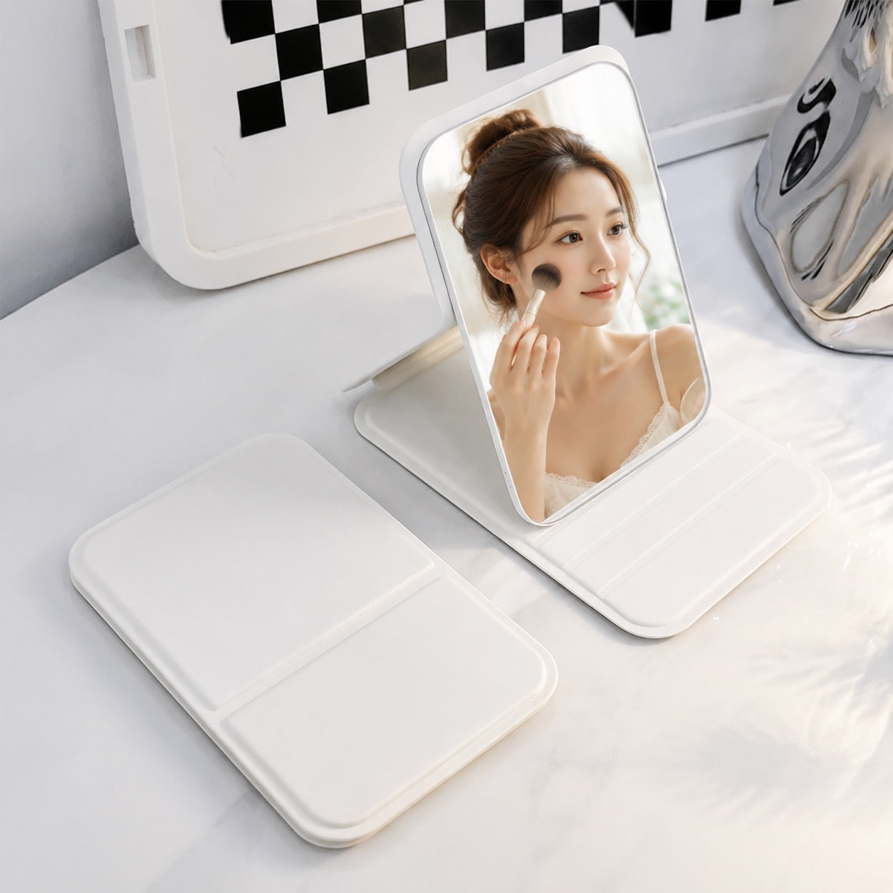 Opvouwbare make-up spiegel – mini draagbare spiegel voor reizen & desktop