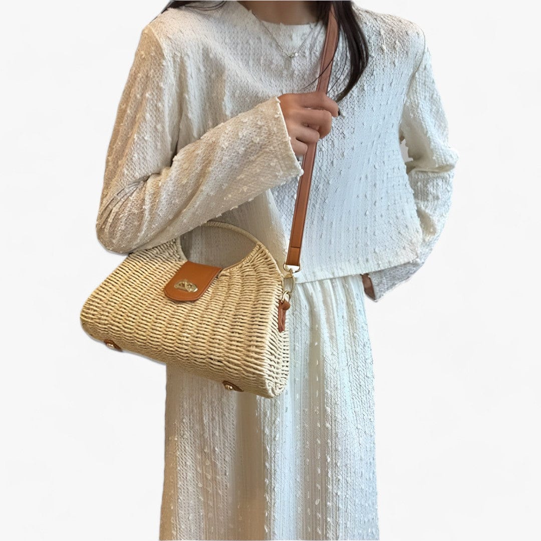Celvera Tas Dames - Gevlochten Model met Draaislot en Schouderriem | Boho