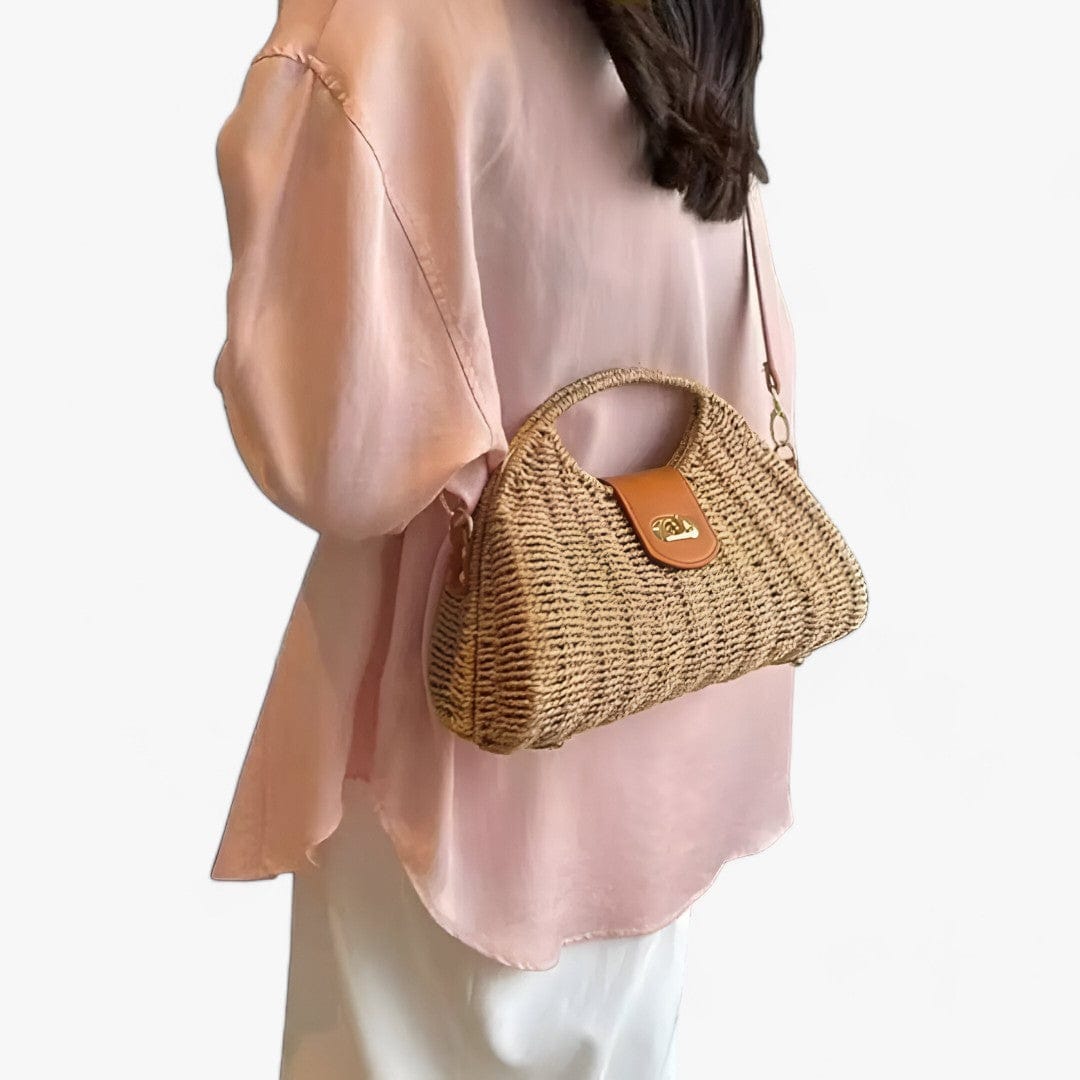Celvera Tas Dames - Gevlochten Model met Draaislot en Schouderriem | Boho