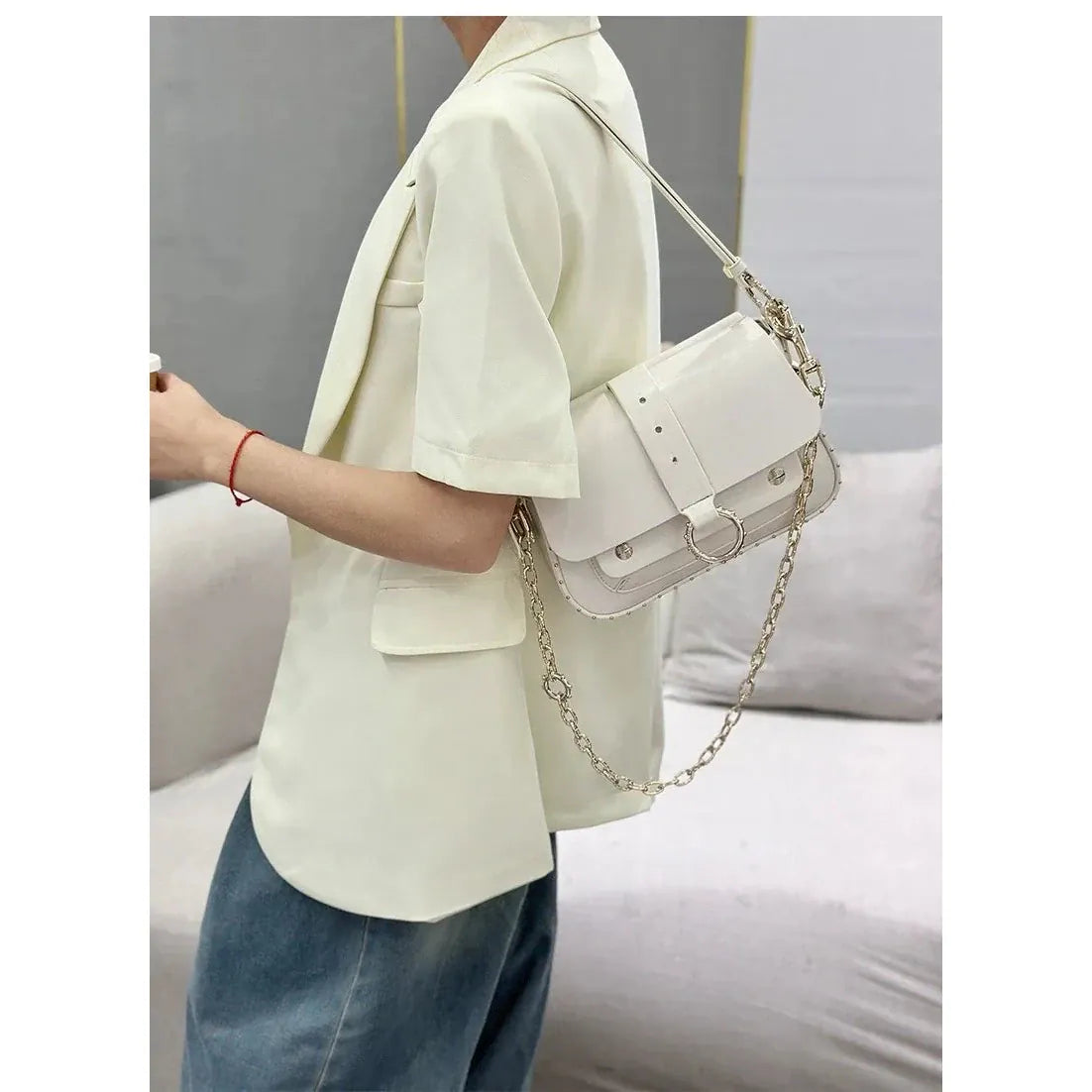 Celvera Tas Dames - Flap Tas met Gouden Ring en Ketting | Klassiek