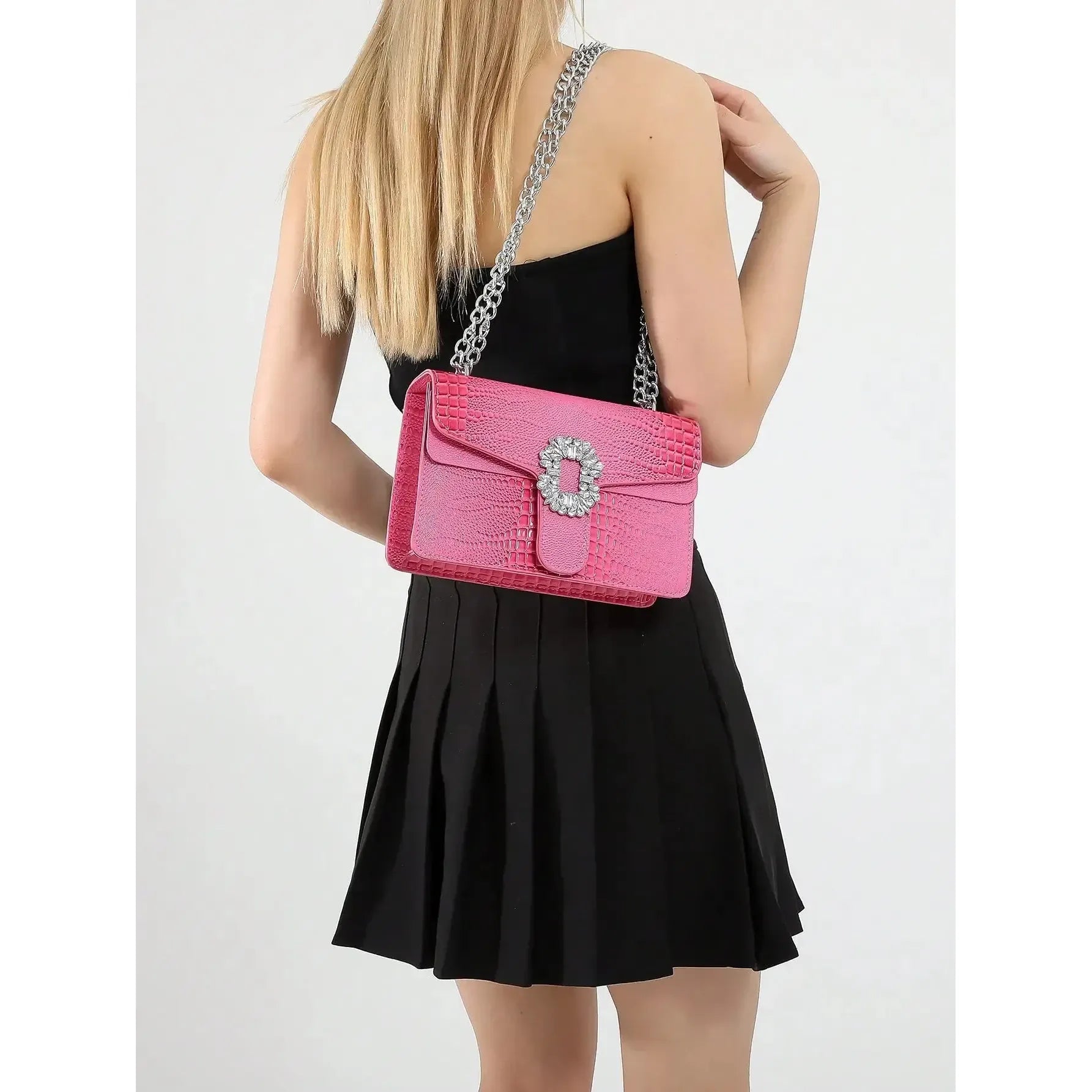 Celvera Tas Dames - Crossbody met Ketting en Strass Gesp | Feestelijk