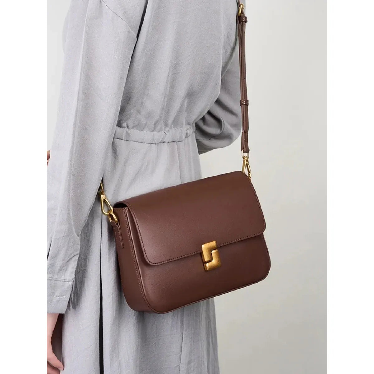Celvera Tas Dames - Gestructureerde Flap Tas met Gouden Slot | Klassiek