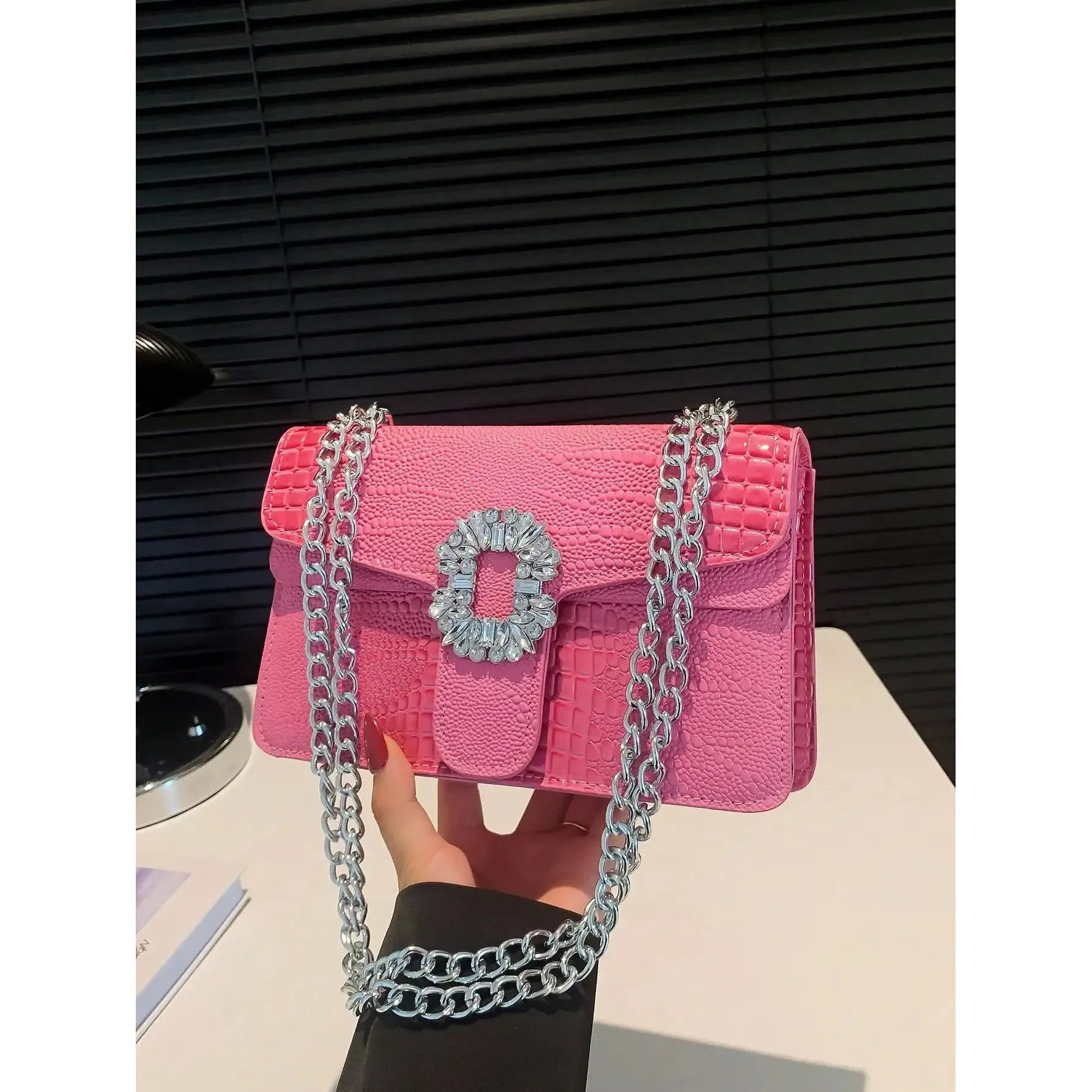 Celvera Tas Dames - Crossbody met Ketting en Strass Gesp | Feestelijk