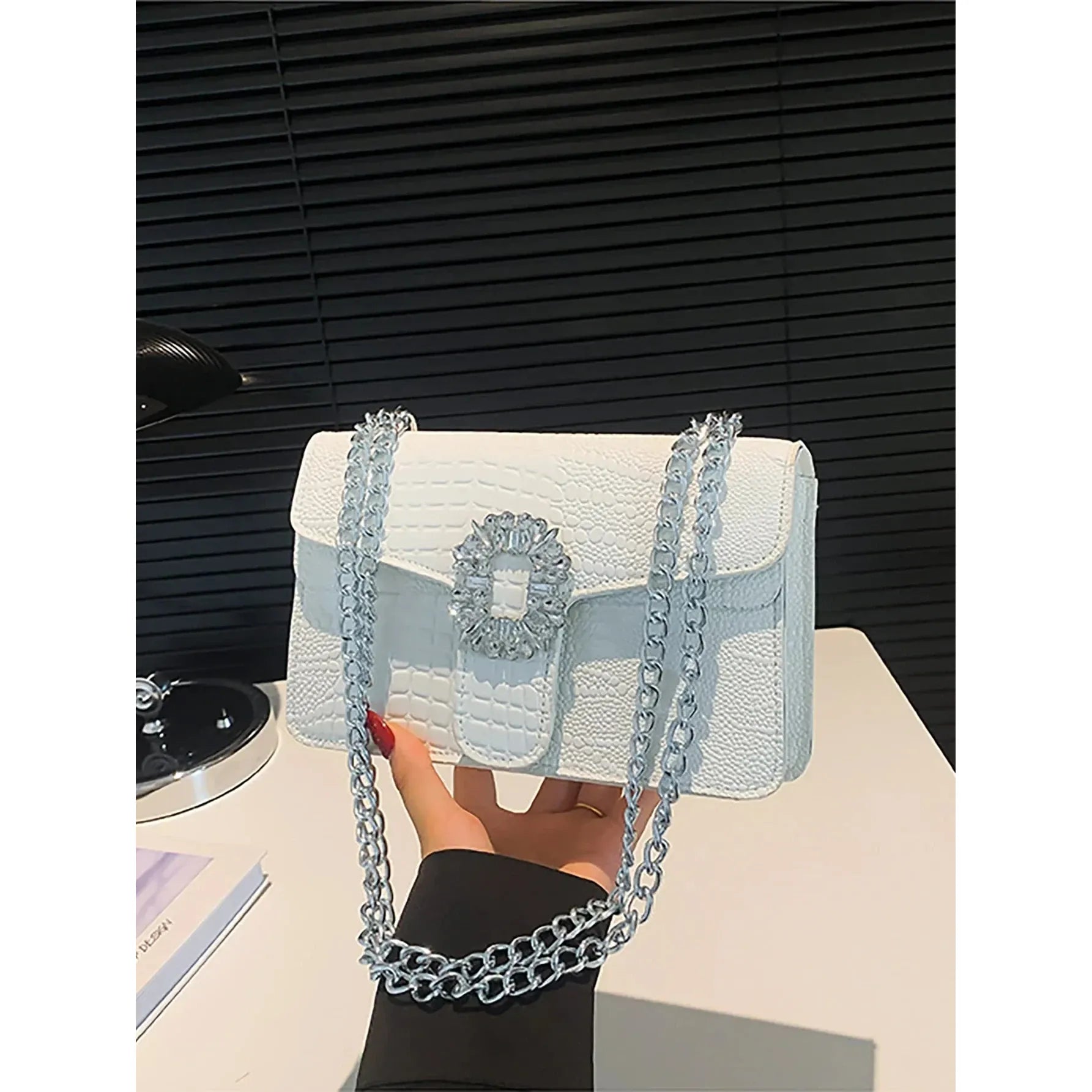 Celvera Tas Dames - Crossbody met Ketting en Strass Gesp | Feestelijk