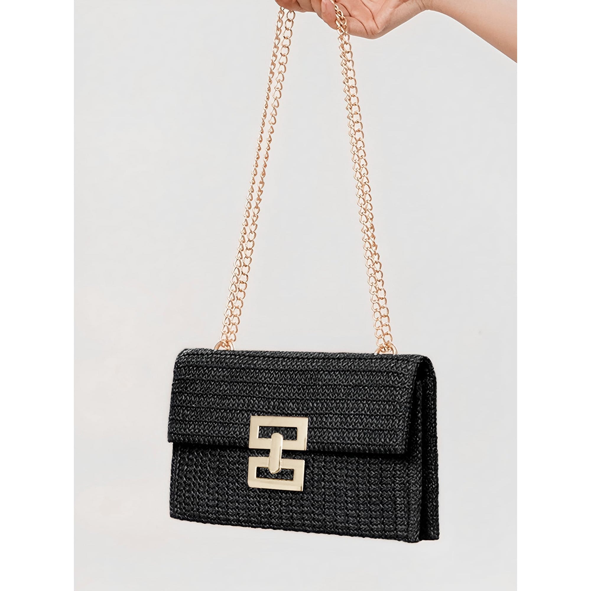 Celvera Geweven Schoudertas met Ketting en Draaiklem