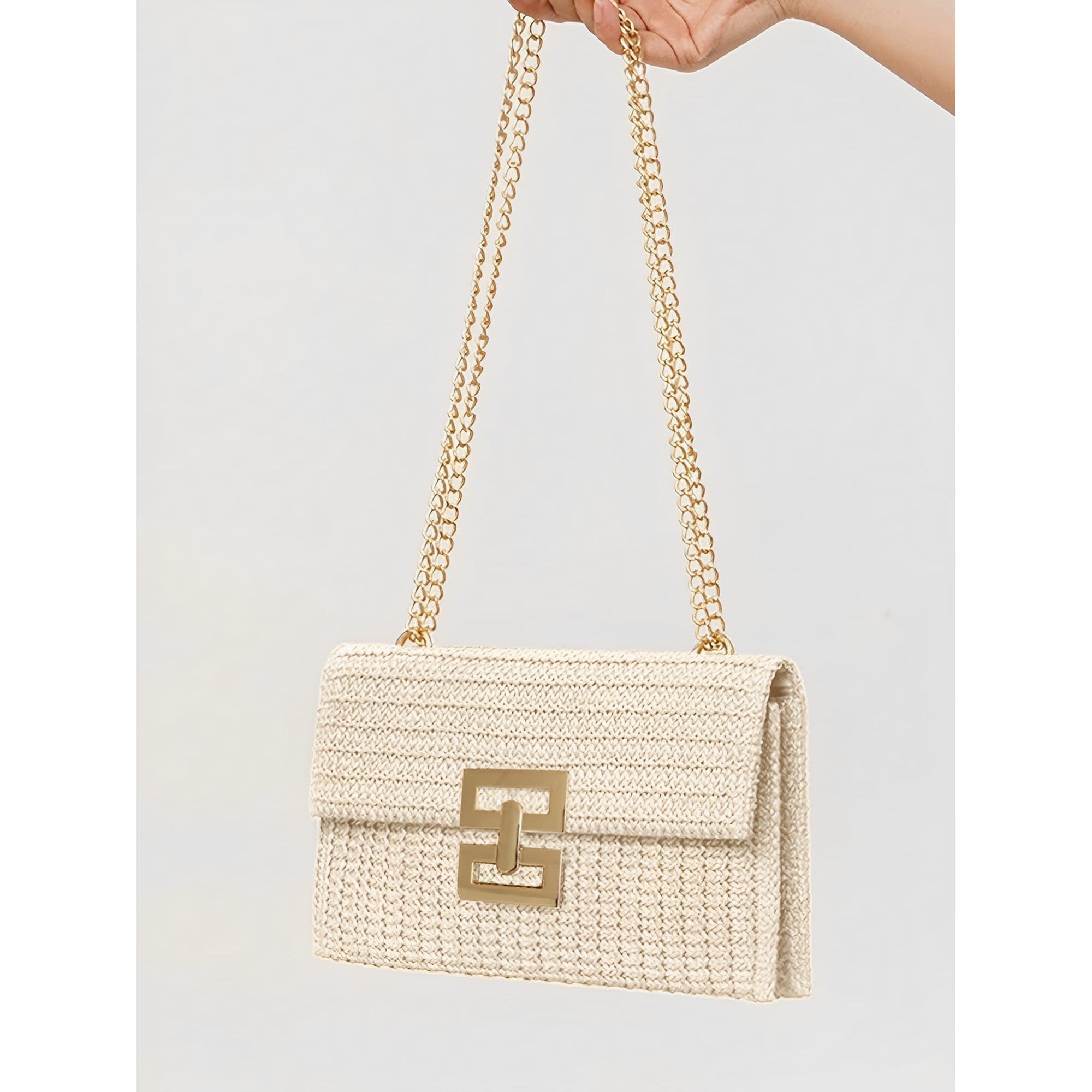 Celvera Geweven Schoudertas met Ketting en Draaiklem